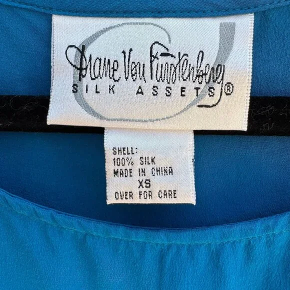 Diane Von Furstenberg Silk Assets Blue All Silk Sleeveless Tank Top Pants Set XS - Picture 4 of 12